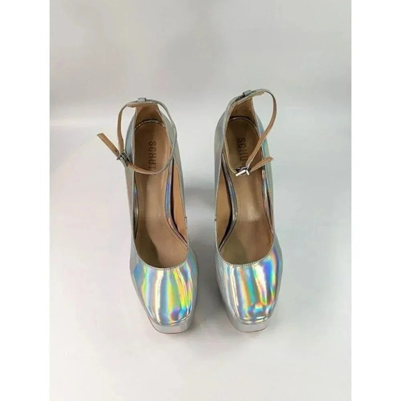 Schutz Renee Women's Ankle Strap Platform Pump Hologram Size 9 B (MSRP $158) - Picture 4 of 11